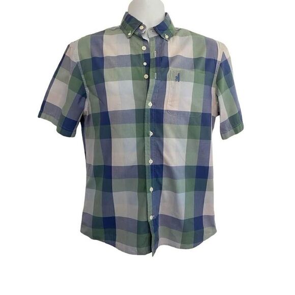 Johnnie-o Hangin’ Out Button Down Short Sleeve Shirt Blue Green Size S - Picture 1 of 12